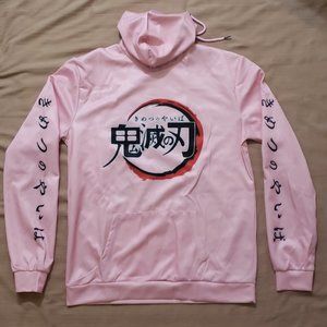 Demon Slayer Logo Women's Pink Long Sleeve Hoodie- XL
